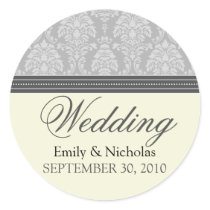 Charming Damask Wedding Invitation Seal (silver)