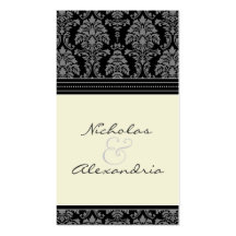 Charming Damask Wedding Web Card (black/ivory) Business Card Templates