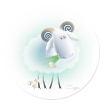 charming sheep round stickers