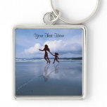 Charming Silhouette Mother & Daughter at the Beach keychains