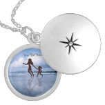 Charming Silhouette Mother & Daughter at the Beach Pendant