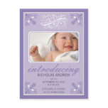 Charming Vintage Baby Birth Announcement (purple)