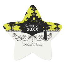 chartreuse and black elegant damask graduation stickers