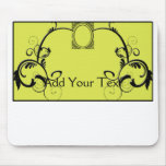 Chartreuse & Black Monogram Filigree Mouse Pads