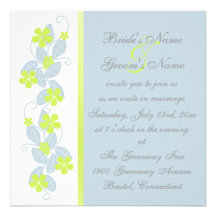 Chartreuse Flowers Wedding Invitation