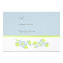Chartreuse Flowers Wedding RSVP Personalized Invite