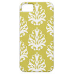 Chartreuse green and white chic damask iPhone 5 cases