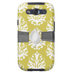 Chartreuse green and white chic damask galaxy SIII covers