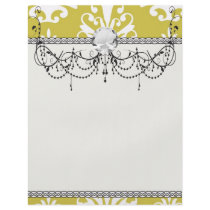 Chartreuse green and white chic damask full colour flyer
