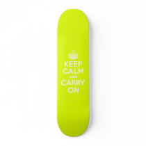 Chartreuse  Keep Calm and Carry On Skate Decks