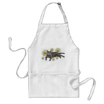 Chartreux cat with daisies aprons