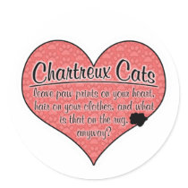 Chartreux Paw Prints Cat Humour Round Stickers