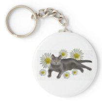 Chartreux w/daisies keychains