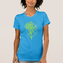 Chartruese Peacock Feather Tee Shirts
