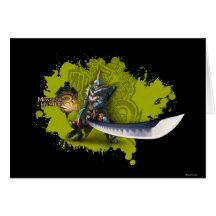 Chasseur masculin avec la longues épée et armure d cartes de vœux