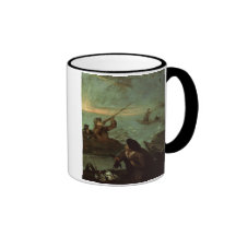 Chasseurs tirant aux canards (huile sur la toile) mug