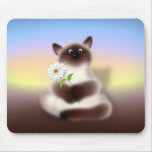 Chat avec la fleur tapis de souris