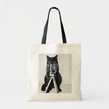 Chat avec l'appareil-photo sacs fourre-tout