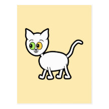 Chat blanc avec les yeux impairs carte postale