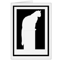 Chat blanc encadré de silhouette carte de vœux
