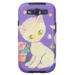 Chat crème de Kitty avec le pot, la lune et les ét Étuis Galaxy S3