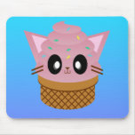 chat de crème glacée de cône de minou de kawaii tapis de souris