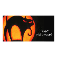 Chat de Halloween Photocartes Personnalisées