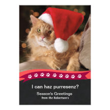 Chat de Lol de carte de voeux de vacances de photo Faire-parts