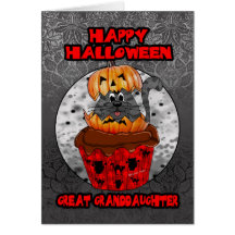 chat de petit gâteau de Halloween d'arrière-petite Carte De Vœux