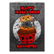 chat de petit gâteau de Halloween de fille, chat t Cartes