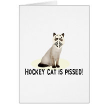 Chat d'hockey pissé cartes de vœux