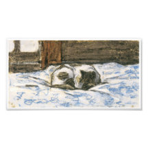 Chat dormant sur un lit par Claude Monet Art Photographique