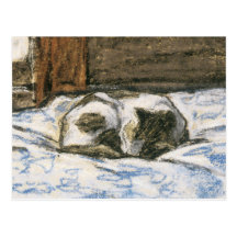 Chat dormant sur un lit par Claude Monet Cartes Postales
