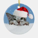 Chat en ornement de chapeau de Père Noël