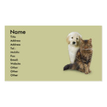 Chat et chien (oui, j'aime des chiens, aussi ; -) cartes de visite personnelles