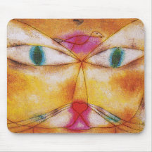 Chat et oiseau - art abstrait - Paul Klee Tapis De Souris