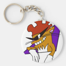 Chat frais avec le chapeau de rôle ! porte-clef