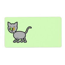 Chat gris avec les yeux impairs étiquette d’expédition