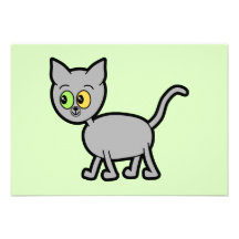 Chat gris avec les yeux impairs invitations