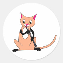 Chat jouant la clarinette autocollants