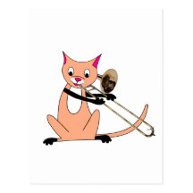 Chat jouant le trombone cartes postales