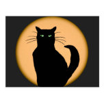 Chat noir contre la carte postale en hausse de lun