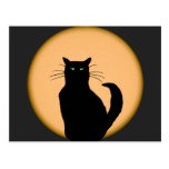 Chat noir contre la carte postale en hausse de lun
