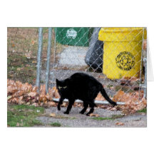 Chat noir en art numérique d'automne carte de vœux
