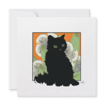 Chat Noir et Flueres Blanches de Printemps Personalized Invites