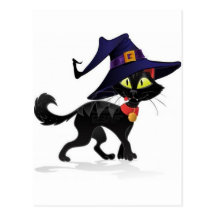 Chat noir Halloween Post Cards