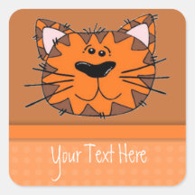 Chat orange de rayure de tigre d'enfants personnal adhésifs
