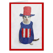 Chat siamois 4 juillet patriotique cartes de vœux