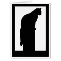 Chat silhouetté par noir encadré carte de vœux