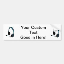 Chat Style Blue Black Headphones Graphic Bumper Sticker